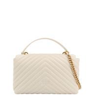 PINKO CLASSIC LADY LOVE BAG Chevron-Tasche Seide weiß-antikgold - Damentaschen - 3