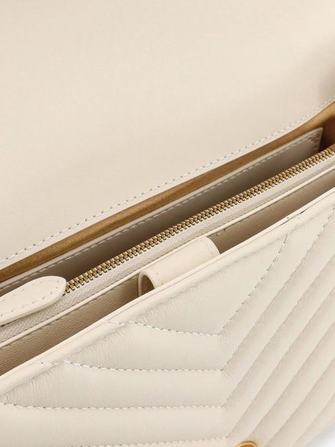 CLASSIC LADY LOVE BAG Chevron-Tasche Seide weiß-antikgold - Damentaschen