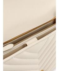 PINKO CLASSIC LADY LOVE BAG Chevron-Tasche Seide weiß-antikgold - Damentaschen - 4