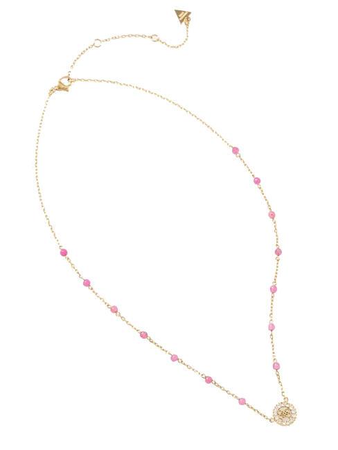NATURAL STONES Halskette mit Steinen Gelbgold/Fuchsia - Halsketten