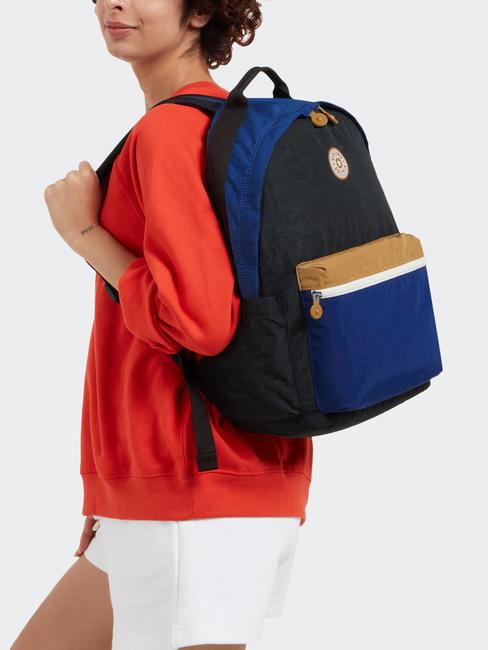 DAMIEN L Rucksack mit 15,6-Zoll-Laptophalter Duo Blau Beige - Rucks&auml;cke f&uuml;r Schule &amp; Freizeit