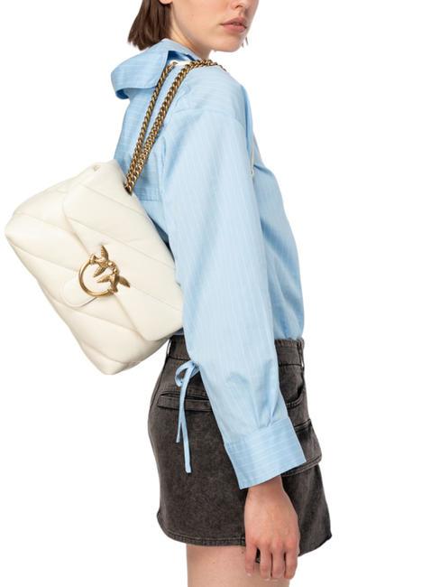 CLASSIC LOVE PUFF Tasche aus Nappaleder Seide weiß-antikgold - Damentaschen