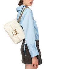 PINKO CLASSIC LOVE PUFF Tasche aus Nappaleder Seide weiß-antikgold - Damentaschen - 7