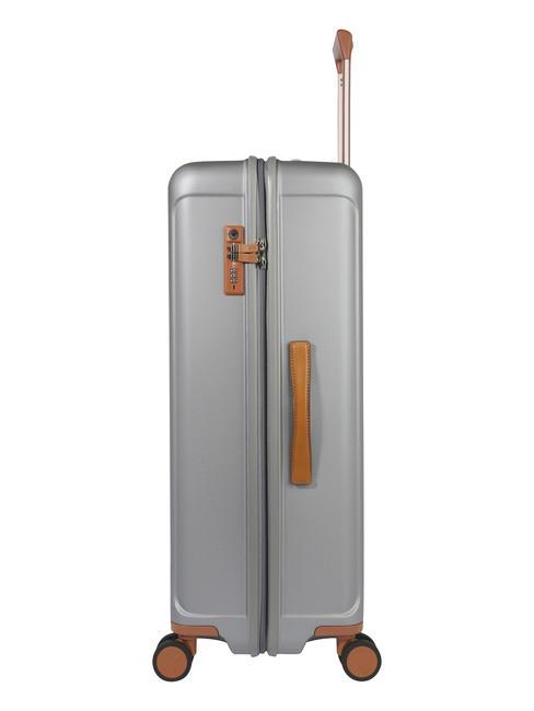 CAPRI Großer Trolley mit USB-Anschluss SILBER - Harte Trolleys