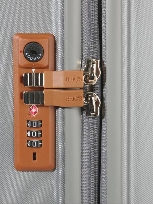 CAPRI Großer Trolley mit USB-Anschluss SILBER - Harte Trolleys