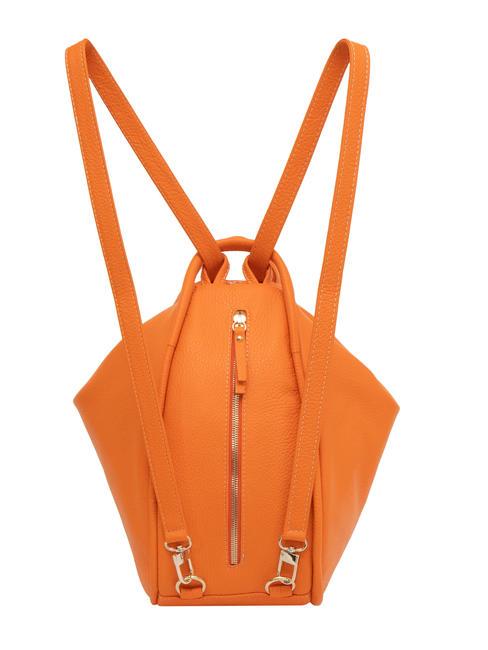 TRIO Rucksack aus geh&auml;mmertem Leder orange - Damentaschen