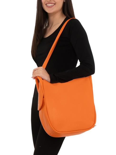 TRIO Rucksack aus geh&auml;mmertem Leder orange - Damentaschen