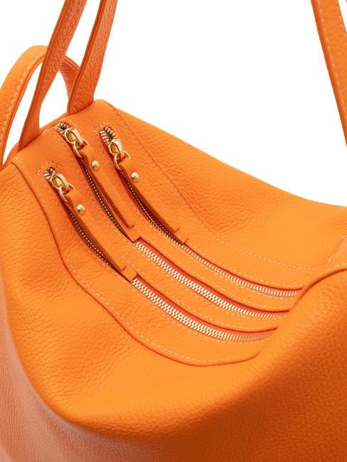 TRIO Rucksack aus geh&auml;mmertem Leder orange - Damentaschen