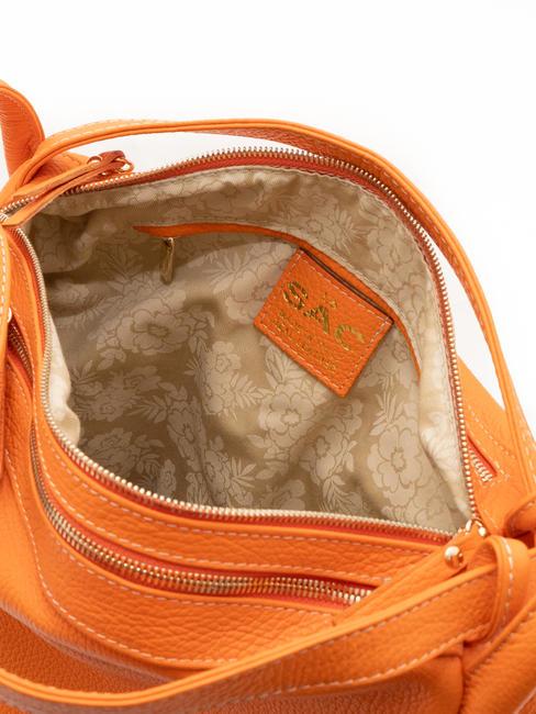 TRIO Rucksack aus geh&auml;mmertem Leder orange - Damentaschen