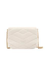 PINKO LOVE CLICK PUFF Mini-Tasche aus gestepptem Leder Seide weiß-antikgold - Damentaschen - 3