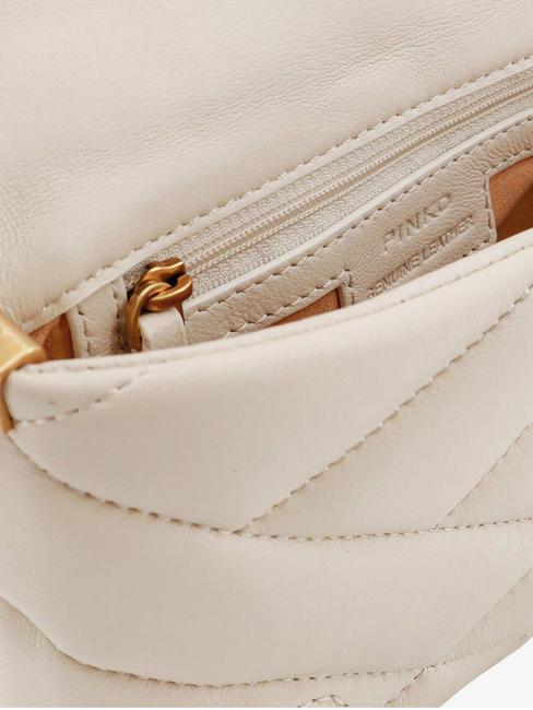 LOVE CLICK PUFF Mini-Tasche aus gestepptem Leder Seide weiß-antikgold - Damentaschen