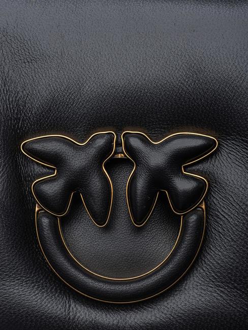 LOVE CLICK PUFF Mini-Schultertasche aus Leder schwarze Limousinenblockfarbe - Damentaschen