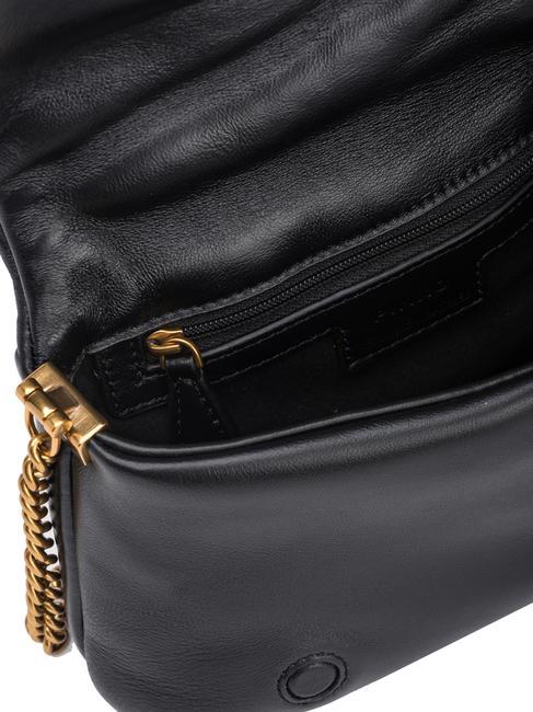 LOVE CLICK PUFF Mini-Schultertasche aus Leder schwarze Limousinenblockfarbe - Damentaschen