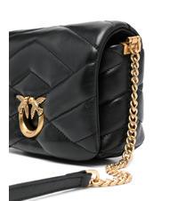 PINKO LOVE CLICK PUFF Mini-Tasche aus gestepptem Leder schwarz-antikgold - Damentaschen - 4