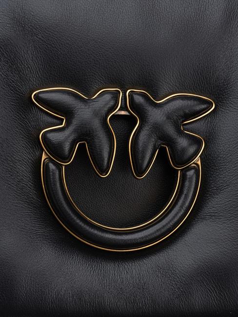 LOVE CLICK PUFF CLASSIC Umh&auml;ngetasche aus Leder schwarze Limousinenblockfarbe - Damentaschen