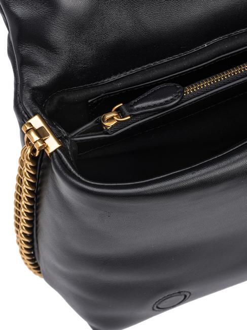 LOVE CLICK PUFF CLASSIC Umh&auml;ngetasche aus Leder schwarze Limousinenblockfarbe - Damentaschen