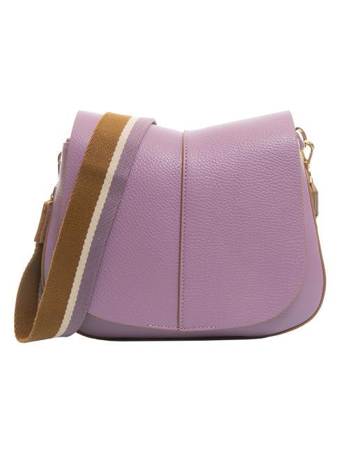 HELENA ROUND Ledertasche mit doppeltem Schultergurt Argyle-Lila - Damentaschen