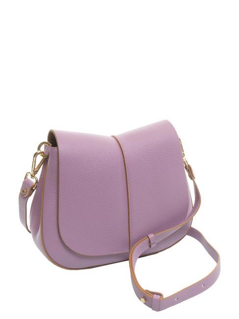 HELENA ROUND Ledertasche mit doppeltem Schultergurt Argyle-Lila - Damentaschen