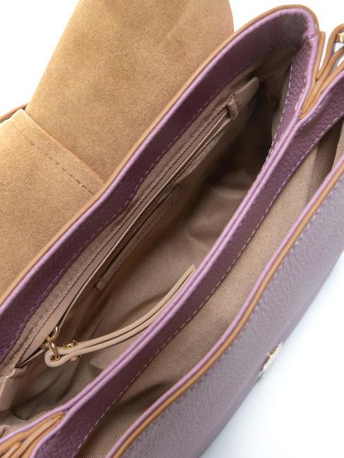 HELENA ROUND Ledertasche mit doppeltem Schultergurt Argyle-Lila - Damentaschen