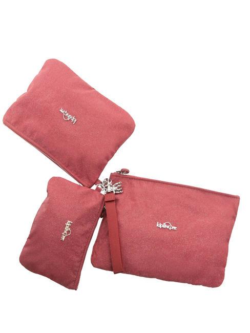 IAKA L WRISTLET Trio-Clutch mit Manschette karminroter Glitzer - Damentaschen
