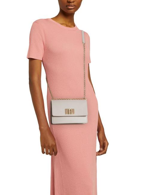 1927 Mini-Umh&auml;ngetasche aus Ares-Leder Perle - Damentaschen