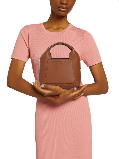 GILDA Minitaschen aus Leder mit Schultergurt cognac / schwarz - Damentaschen