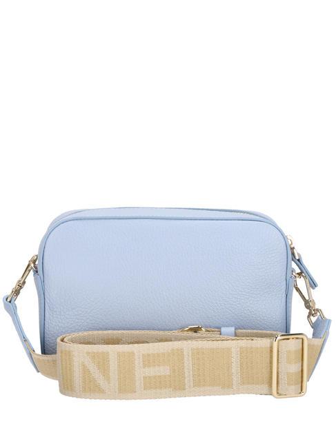 TEBE Schultertasche aus strukturiertem Leder Nebelblau - Damentaschen