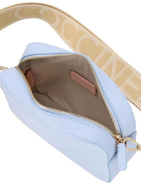 TEBE Schultertasche aus strukturiertem Leder Nebelblau - Damentaschen