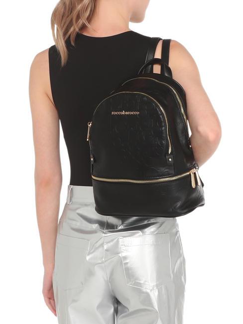 RUBINO Rucksack mit gepr&auml;gtem Logo Schwarz - Damentaschen