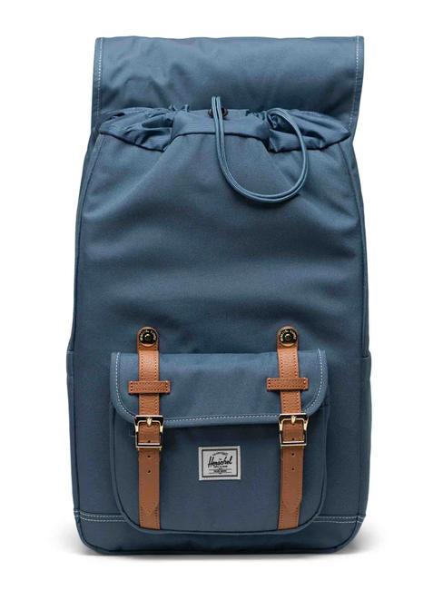 LITTLE AMERICA MID Mittelgro&szlig;er Rucksack blaue Fata Morgana/wei&szlig;er Stich - Rucks&auml;cke f&uuml;r Schule &amp; Freizeit
