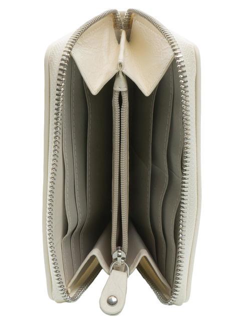 CHARLENE Ledergeldbörse mit umlaufendem Reißverschluss Weißes Elfenbein - Brieftaschen Damen
