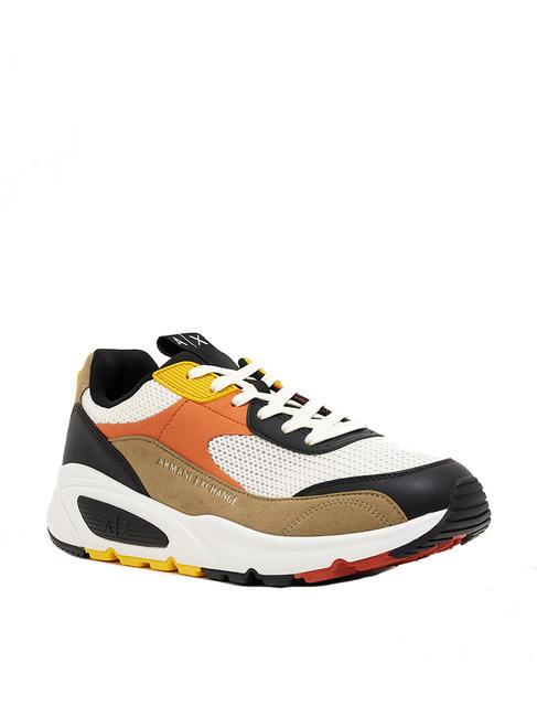 Sneaker running in tessuto tecnico Turnschuhe Holz+Schwarz+Orange - Herrenschuhe