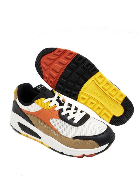 Sneaker running in tessuto tecnico Turnschuhe Holz+Schwarz+Orange - Herrenschuhe
