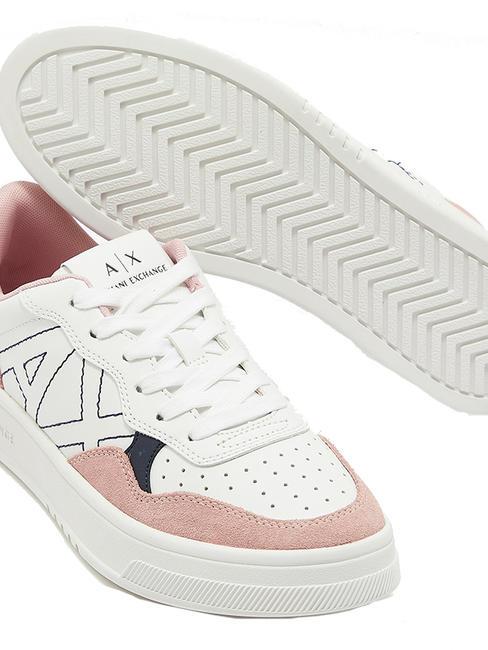 Sneakermitdettagli scamosciati Turnschuhe op.weiß+rose+schwarz - Damenschuhe