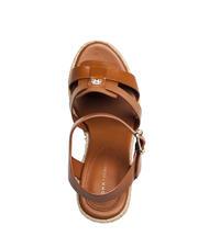 TOMMY HILFIGER TH Hohe Espadrilles-Keilsandalen aus Leder Cognacbraun - Damenschuhe - 4