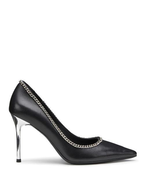 QUEEN 3878 Lederpumps mit Kette Schwarz - Damenschuhe