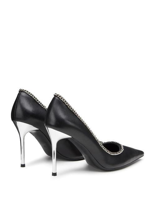 QUEEN 3878 Lederpumps mit Kette Schwarz - Damenschuhe