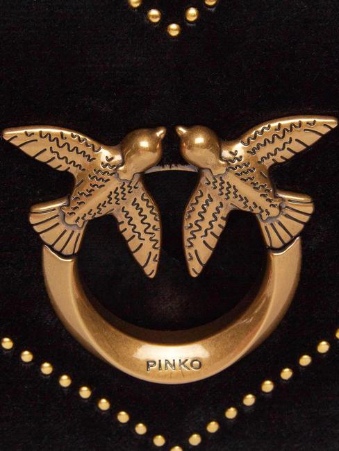 LOVE CLICK Mini-Samtbeutel mit Nieten schwarz-antikgold - Damentaschen