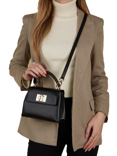 1927 Mini-Handtasche mit Schultergurt aus Leder Schwarz - Damentaschen