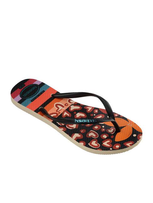 SLIM PATCHWORK Flip-Flops beige/schwarz - Damenschuhe