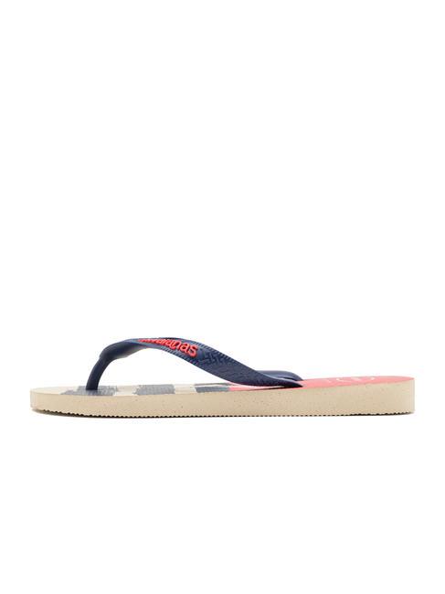 Infradito TOP NAUTISCH Beige Stroh/Marineblau/Rubinrot - Herrenschuhe