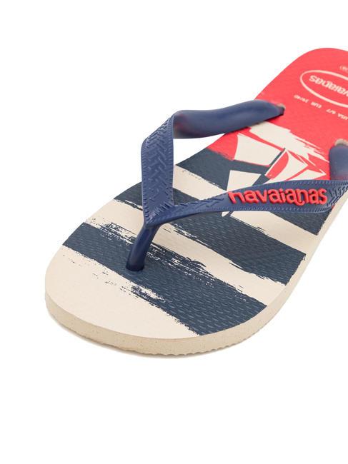 Infradito TOP NAUTISCH Beige Stroh/Marineblau/Rubinrot - Herrenschuhe