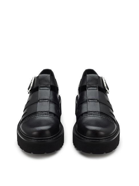 SLASH 4210 Ausgeschnittene Lederlandschaft Schwarz - Damenschuhe