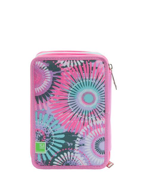 EVER Federmäppchen mit 3 Reißverschlüssen und Schulset RHODAMINROT - Etuis und Zubehör