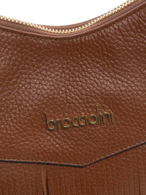 SANDRA Umhängetasche aus Leder mit Fransen braun - Damentaschen