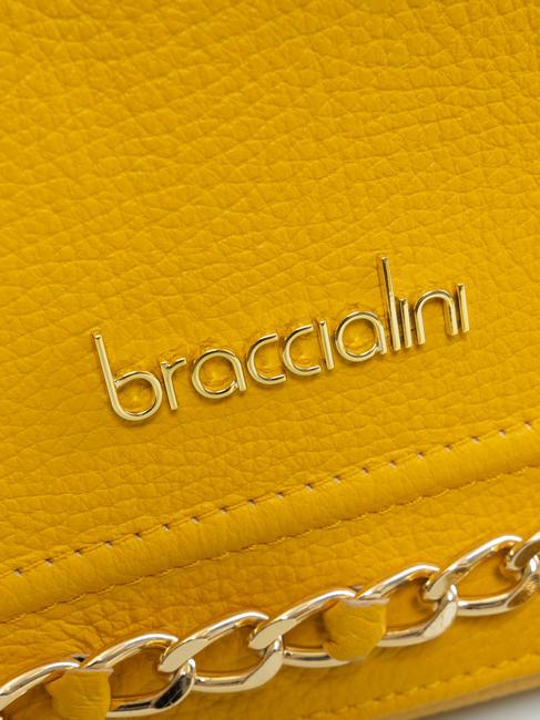 NORA Umhängetasche aus Leder mit Klappe Gelb - Damentaschen