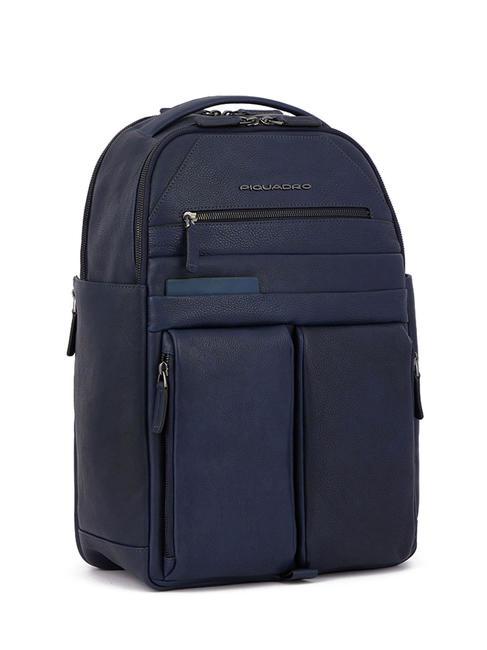 PAAVO Laptop-Rucksack 15,6", aus Leder Blau - PC-Rucksäcke