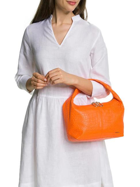 GINGER Kleine Handtasche aus Kokosleder fluoreszierendes Orange - Damentaschen