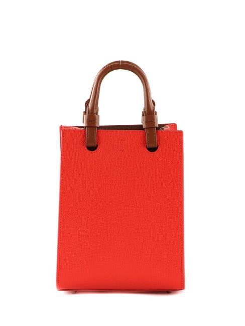 VARSITY STYLE Vertikale Ledertasche mit Schultergurt spritz+greige - Damentaschen