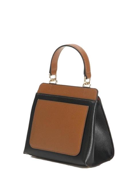 1927 Mini-Handtasche aus Leder grau + schwarz + cognac h - Damentaschen